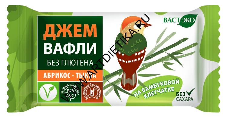 Вафли безглютеновые Абрикос Тыква без сахара,21гр