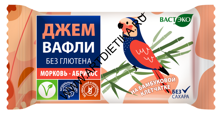 Вафли безглютеновые Морковь Абрикос без сахара,21гр