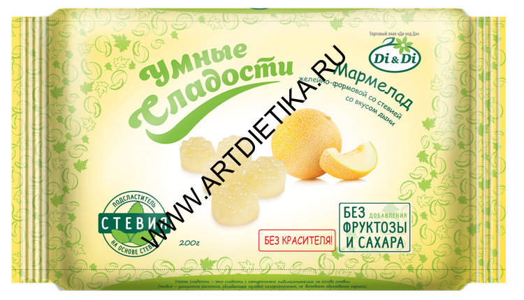Мармелад Умные сладости желейно-формовой со вкусом дыни на стевии 200г
