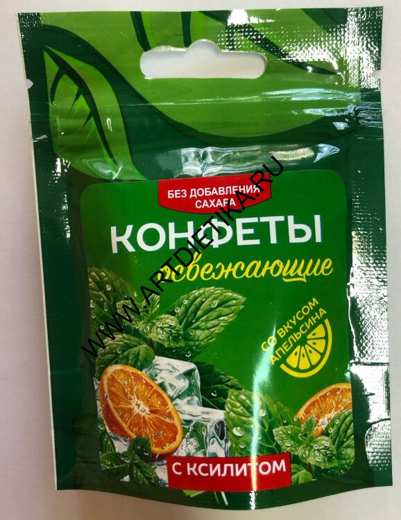 Конфеты освежающие Апельсин с ксилитом дой-пак,30г/45 НОВИНКА