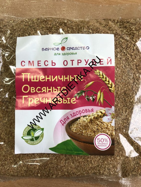 Отруби смесь Пшеничные+овсяные+гречневые Верное средство 200 г