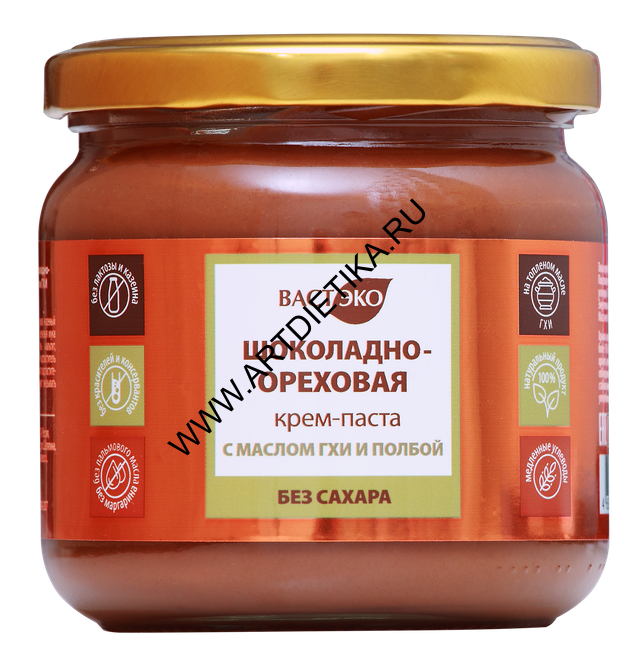 Паста-крем шоколадно-ореховая с маслом ГХИ и полбой без сахара 360 г Вастэко